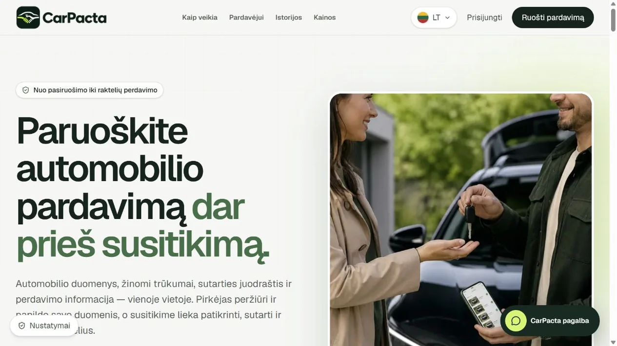 CarPacta.lt — viešo puslapio sąsaja