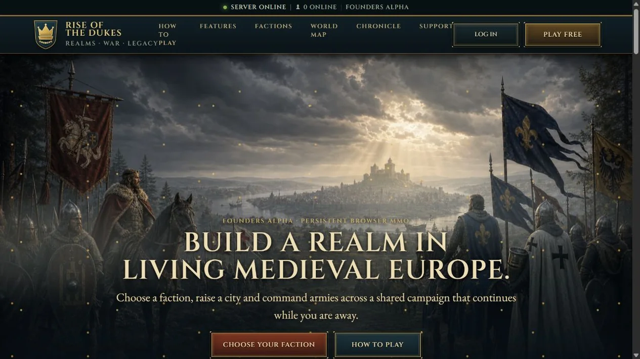 RiseOfDukes.com — viešo puslapio sąsaja